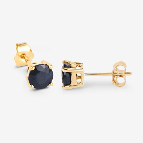 1.70 Carat Genuine Blue Sapphire 10K Yellow Gold Earrings