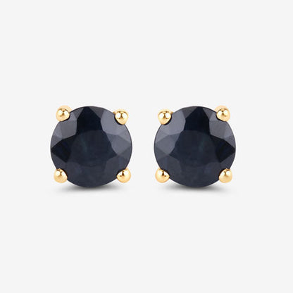 1.70 Carat Genuine Blue Sapphire 10K Yellow Gold Earrings
