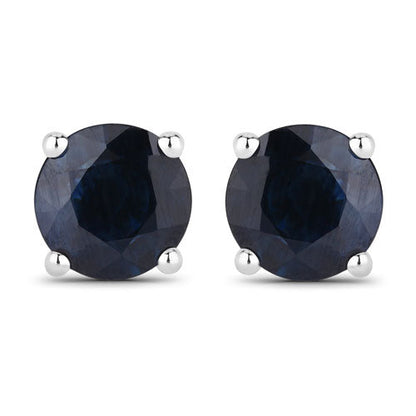 1.70 Carat Genuine Blue Sapphire 14K White Gold Earrings