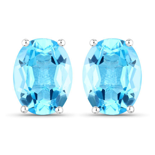 4.00 Carat Genuine Swiss Blue Topaz .925 Sterling Silver Earrings