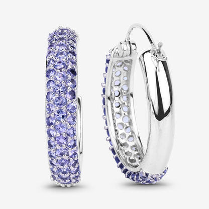 3.06 Carat Genuine Tanzanite .925 Sterling Silver Earrings