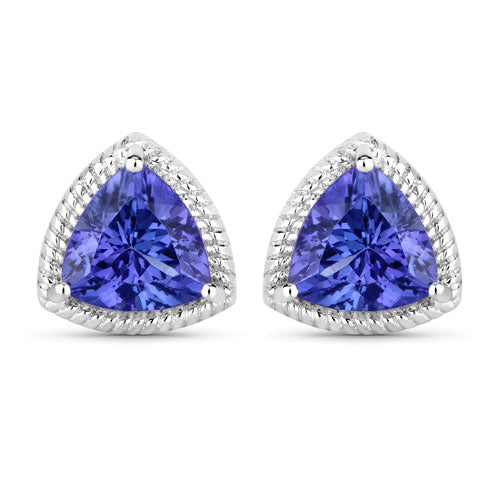 4.24 Carat Genuine Tanzanite 14K White Gold Earrings