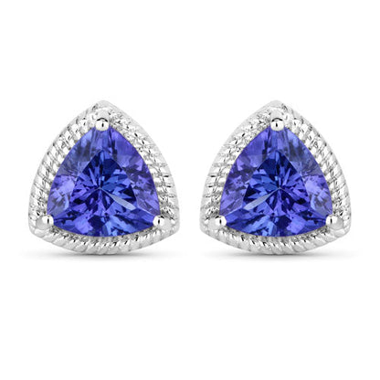 4.24 Carat Genuine Tanzanite 14K White Gold Earrings