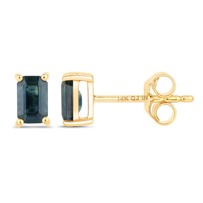 0.80 Carat Genuine Blue Sapphire 14K Yellow Gold Earrings