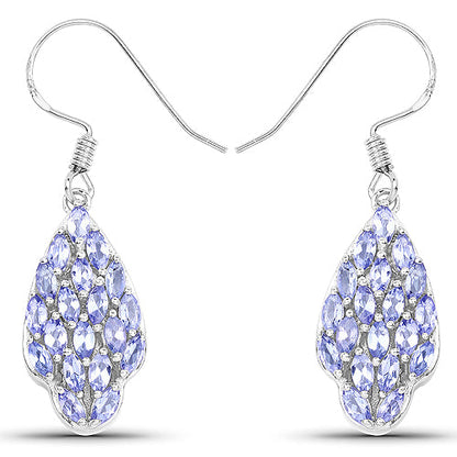 3.04 Carat Genuine Tanzanite .925 Sterling Silver Earrings