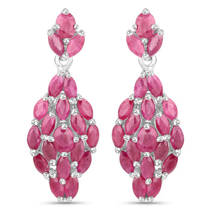 4.12 Carat Genuine Ruby .925 Sterling Silver Earrings