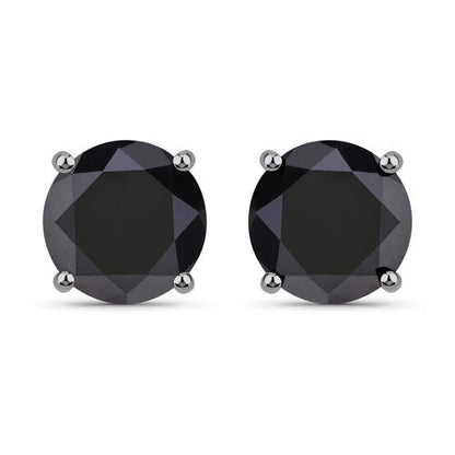 3.48 Carat Genuine Black Diamond 14K White Gold Earrings
