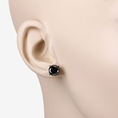 3.48 Carat Genuine Black Diamond 14K White Gold Earrings