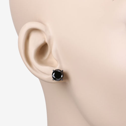 5.41 Carat Genuine Black Diamond 14K White Gold Earrings