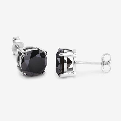 3.48 Carat Genuine Black Diamond 14K White Gold Earrings