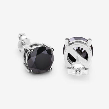 5.41 Carat Genuine Black Diamond 14K White Gold Earrings