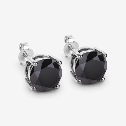 3.08 Carat Genuine Black Diamond 14K White Gold Earrings