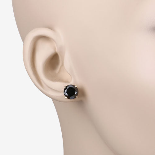 3.84 Carat Genuine Black Diamond 14K Yellow Gold Earrings