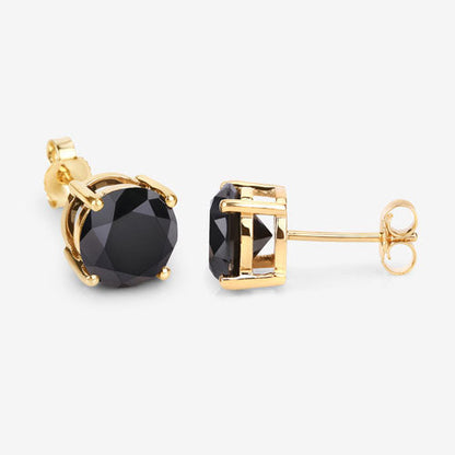 4.12 Carat Genuine Black Diamond 14K Yellow Gold Earrings