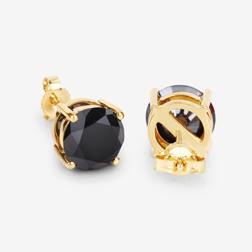 3.84 Carat Genuine Black Diamond 14K Yellow Gold Earrings