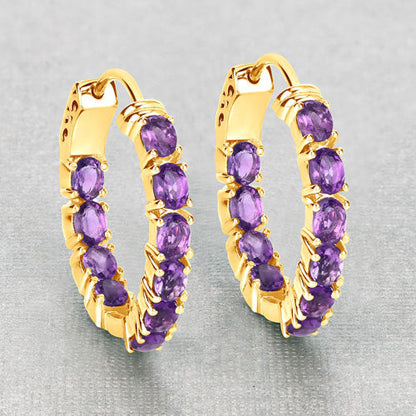 3.20 Carat Genuine Amethyst .925 Sterling Silver Earrings