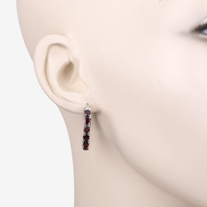 4.00 Carat Genuine Garnet .925 Sterling Silver Earrings