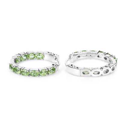3.40 Carat Genuine Peridot .925 Sterling Silver Earrings