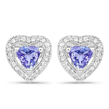 1.18 Carat Genuine Tanzanite & White Topaz .925 Sterling Silver Earrings
