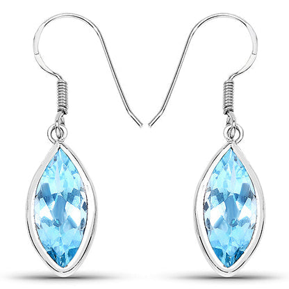 9.76 Carat Genuine Blue Topaz .925 Sterling Silver Earrings