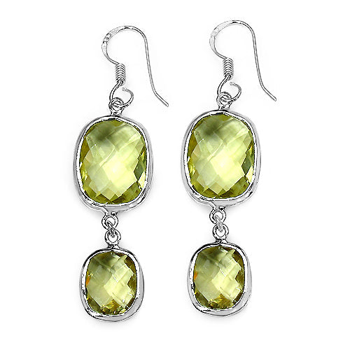 25.74 Carat Genuine Lemon Quartz .925 Sterling Silver Earrings