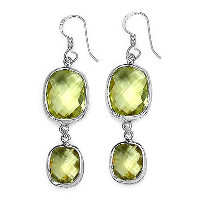 25.74 Carat Genuine Lemon Quartz .925 Sterling Silver Earrings