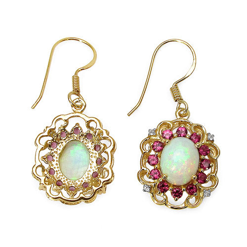 14K Yellow Gold Plated 4.94 Carat Genuine Multi Stones .925 Sterling Silver Earrings