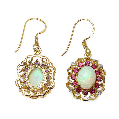 14K Yellow Gold Plated 4.94 Carat Genuine Multi Stones .925 Sterling Silver Earrings