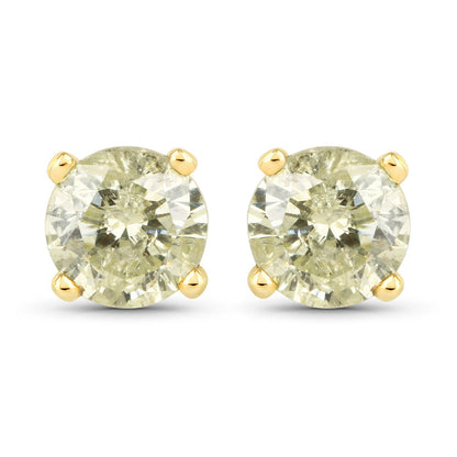 1.15 Carat Genuine LB Diamond 14K Yellow Gold Earrings