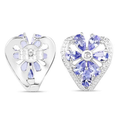 2.97 Carat Genuine Tanzanite & White Topaz .925 Sterling Silver Earrings