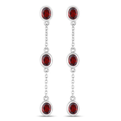 2.70 Carat Genuine Garnet .925 Sterling Silver Earrings