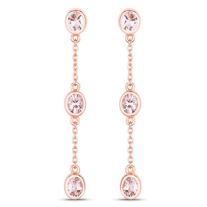 1.62 Carat Genuine Morganite .925 Sterling Silver Earrings