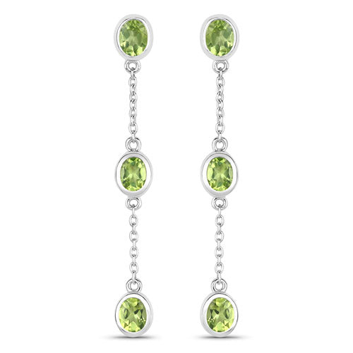 2.10 Carat Genuine Peridot .925 Sterling Silver Earrings