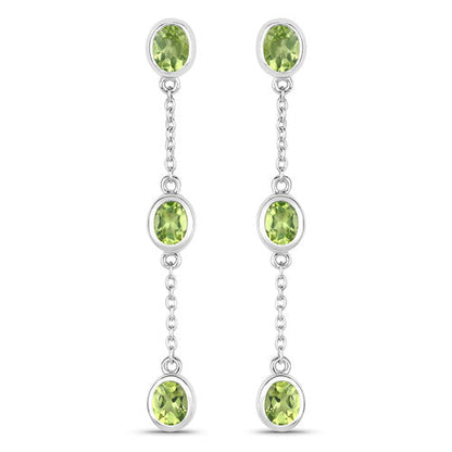 2.10 Carat Genuine Peridot .925 Sterling Silver Earrings