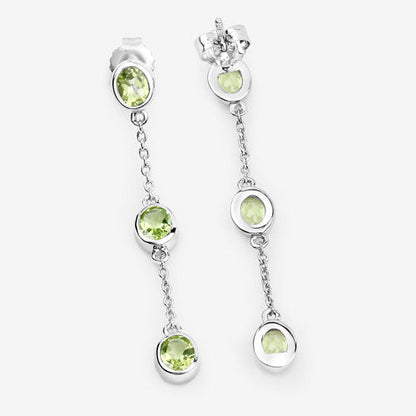 2.10 Carat Genuine Peridot .925 Sterling Silver Earrings