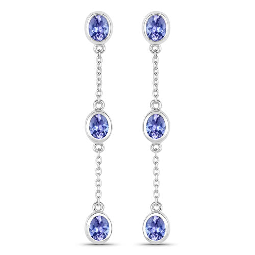 1.98 Carat Genuine Tanzanite .925 Sterling Silver Earrings