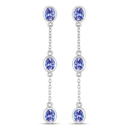 1.98 Carat Genuine Tanzanite .925 Sterling Silver Earrings