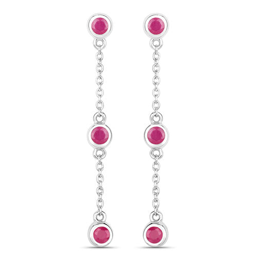 0.78 Carat Genuine Ruby .925 Sterling Silver Earrings