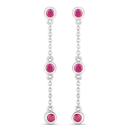 0.78 Carat Genuine Ruby .925 Sterling Silver Earrings