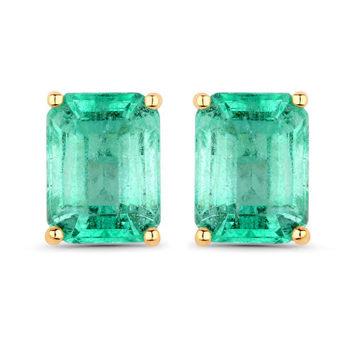 2.75 Carat Genuine Ethiopian Emerald 14K Yellow Gold Earrings