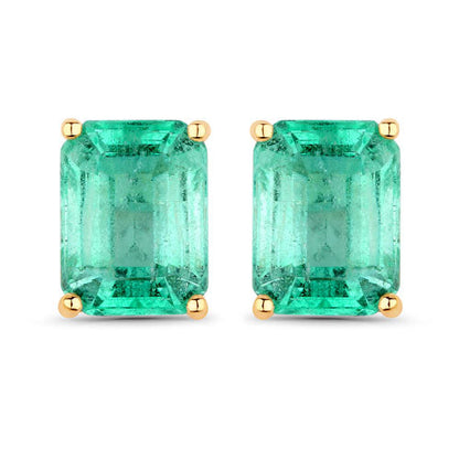 2.75 Carat Genuine Ethiopian Emerald 14K Yellow Gold Earrings