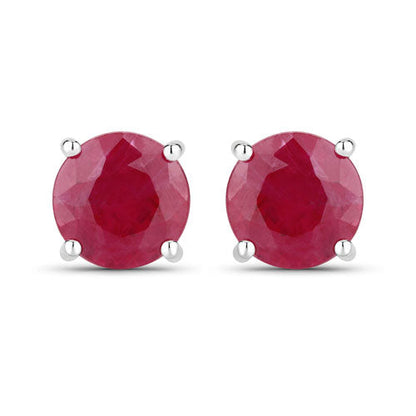 0.86 Carat Genuine Ruby 10K White Gold Earrings