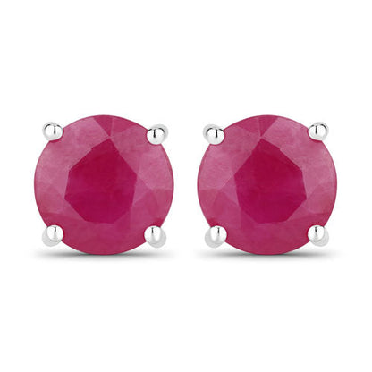 0.86 Carat Genuine Ruby 14K White Gold Earrings