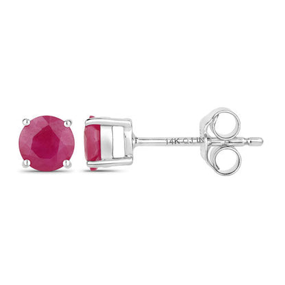 0.86 Carat Genuine Ruby 14K White Gold Earrings