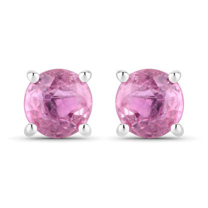 1.30 Carat Genuine Pink Sapphire 10K White Gold Earrings