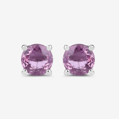 1.30 Carat Genuine Pink Sapphire 10K White Gold Earrings