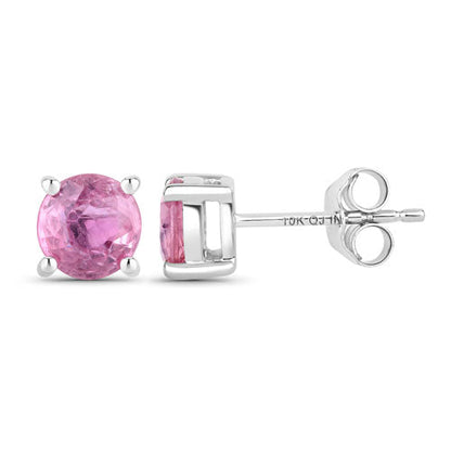 1.30 Carat Genuine Pink Sapphire 10K White Gold Earrings