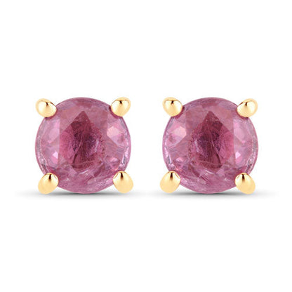 1.30 Carat Genuine Pink Sapphire 10K Yellow Gold Earrings