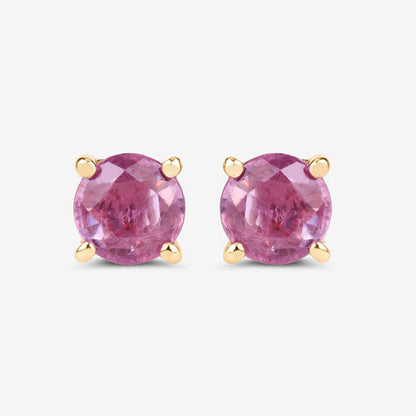 1.30 Carat Genuine Pink Sapphire 10K Yellow Gold Earrings
