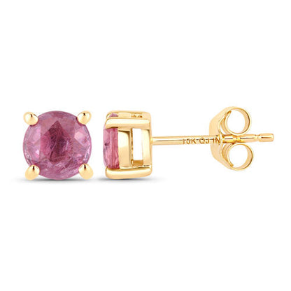 1.30 Carat Genuine Pink Sapphire 10K Yellow Gold Earrings